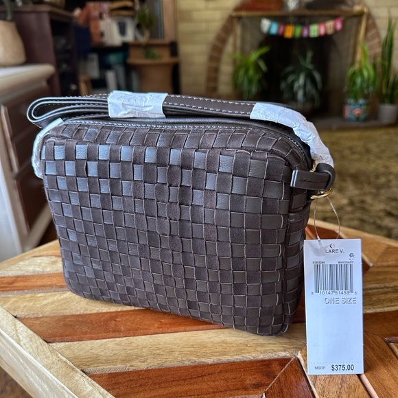 Clare V. Midi Sac - Nappa & Suede Woven Checker Mahagony NWT $375 - Picture 10 of 14